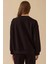Kadın Yuvarlak Yaka Taş Işlemeli Sweatshirt 0001 Siyah 4