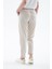 Rahat Lastikli Çizgili Pantolon Bej 3