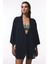 Siyah Sienna V Yaka Midi Oversize Gömlek 1