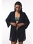 Siyah Sienna V Yaka Midi Oversize Gömlek 4