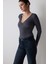 Antrasit Yaka Detay Uzun Kollu Bodysuit 1
