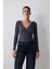 Antrasit Yaka Detay Uzun Kollu Bodysuit 2