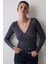 Antrasit Yaka Detay Uzun Kollu Bodysuit 3