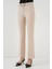 6538 Kemerli Ispanyol Paça Pantolon - Krem 4