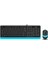 A4 Tech F1010 USB Q Trk Optic Mouse Siyah/mavi Standart Klavye - Mouse Set 1