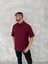 Yakalı Patlı Kısa Kol T-Shirt - Bordo 1