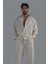 Erkek Keten Basic Oversize Gömlek Krem 5