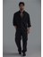 Erkek Keten Basic Oversize Gömlek Siyah 1