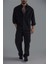 Erkek Keten Basic Oversize Gömlek Siyah 2