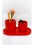 El Yapımı Kırmızı Dekoratif Organizer Set – Makyaj Fırçalık & Takı Kutusu – Şık ve Minimal Tasarım 1
