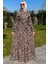 Leopar Desenli Elbise Kahve 1