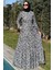 Leopar Desenli Elbise Siyah 3