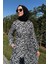 Leopar Desenli Elbise Siyah 4