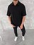 Yakalı Patlı Kısa Kol T-Shirt - Siyah 1