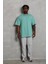 Oversize Düz Bisiklet Yaka T-Shirt - Mint Yeşili 4