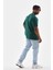 Oversize Düz Bisiklet Yaka T-Shirt - Koyu Yeşili 2