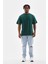 Oversize Düz Bisiklet Yaka T-Shirt - Koyu Yeşili 3