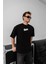 Erkek Baskılı Oversize T-Shirt - Siyah 5