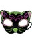 Siyah Kadife Kaplama Üzeri Pembe Yeşil Sim Işlemeli Kedi Maskesi 20 x 13 cm (4172) 1