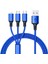3ın1 Mavi 1.2 Metre (Mıcro USB - Lıghtnıng - Type C) Telefon Şarj Kablosu (4172) 1