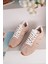 Lizbon Model Hakiki Deri Bej Süet Bağcıklı Günlük Kadın Sneakers 1