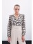 Desenli Crop Bluz - Bej 1