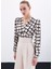 Desenli Crop Bluz - Bej 4