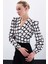 Desenli Crop Bluz - Ekru 4