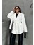 Kadın Oversize Blazer Ceket Kuşaklı Omuz Detaylı 1