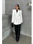 Kadın Oversize Blazer Ceket Kuşaklı Omuz Detaylı 2