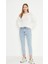 Mavi Kar Yıkama Mom Jeans Likralı Yüksek Bel Pantolon Ekstra Rahat 4