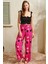 Egeteks Kadın Kalın Askılı Viskon Çiçek Desenli Sırt Aksesuarlı Yazlık Dantel Detaylı Pijama Takımı 1
