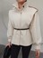 Krem Kemerli Tasarım Ceket 3
