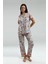 Kısa Kol Gömlek Yaka Önden Düğmeli Kadın Pijama Takım 3201 3