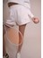 Delicate Kadın Ekru Spor Şort - Rahat Kesim, Şık Tenis Raketi Detaylı 2