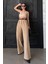 Bej Çift Pileli Kemerli Pantolon MG2330 5