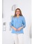 Hakim Yaka Mavi Büyük Beden Bluz 1