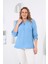 Hakim Yaka Mavi Büyük Beden Bluz 3