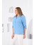 Hakim Yaka Mavi Büyük Beden Bluz 4