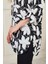 Çiçek Desenli Vual Viskon Büyük Beden Siyah Tunik 3