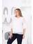 Kolları Piliseli Büyük Beden Beyaz Bluz 3