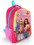 Pembe Neon Mercan Fashion Girl Desenli Üç Bölmeli Sırt Çantası 23669 1