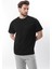 Siyah Bisiklet Yaka Çoban Dikişli Overfit Erkek T-Shirt E7103 1