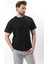 Siyah Bisiklet Yaka Çoban Dikişli Overfit Erkek T-Shirt E7103 2