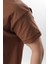 Kahverengi Bisiklet Yaka Çoban Dikişli Overfit Erkek T-Shirt E7103 4