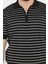 Erkek Polo Yaka Çizgi Desenli Yarım Fermuarlı Triko Tişört P-00015209 4