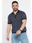 Erkek Polo Yaka Çizgi Desenli Yarım Fermuarlı Triko Tişört P-00015209 1