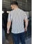 Erkek Devrik Yaka Ajurlu Çizgi Desenli Gömlek 3