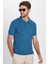 Erkek 5'li Paket Mavi Tonları Slim Fit Dar Kesim Pamuklu Düz Pike Polo Yaka Tişört 5