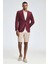 Saf Keten Bordo Yazlık Blazer Ceket 2